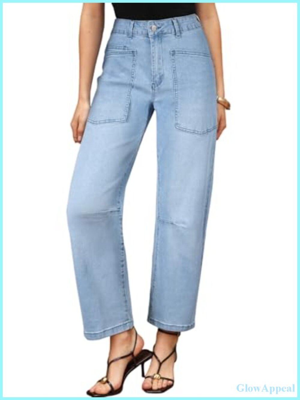 Baggy Barrel Jeans High Waisted Wide Leg Boyfriend Denim Ankle Pants - Picture 3 of 6